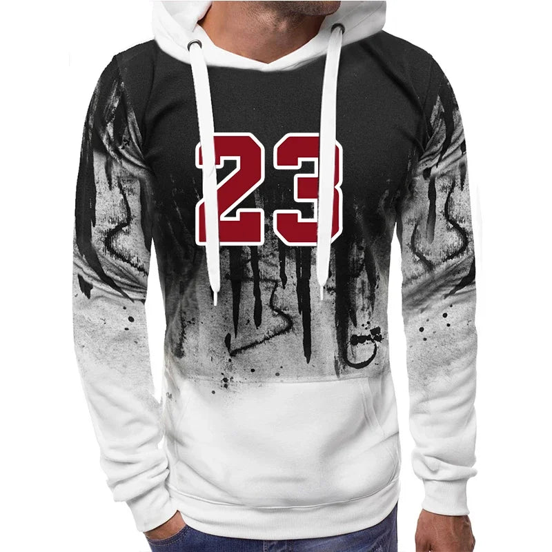 Herren-Kapuzenpullover mit Grafikprint in Weiß, Nahaufnahme