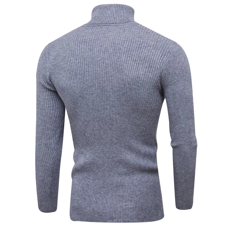 Herren-Rollkragenpullover in Dunkelgrau, Rückansicht