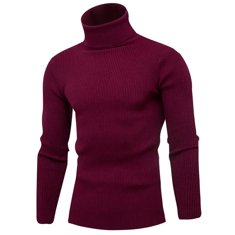Herren-Rollkragenpullover in Weinrot