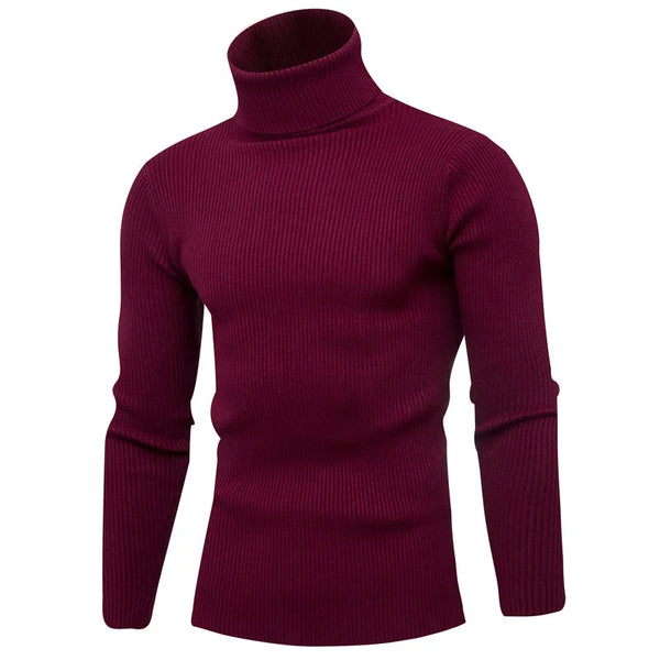 Men's turtleneck sweater in wine red