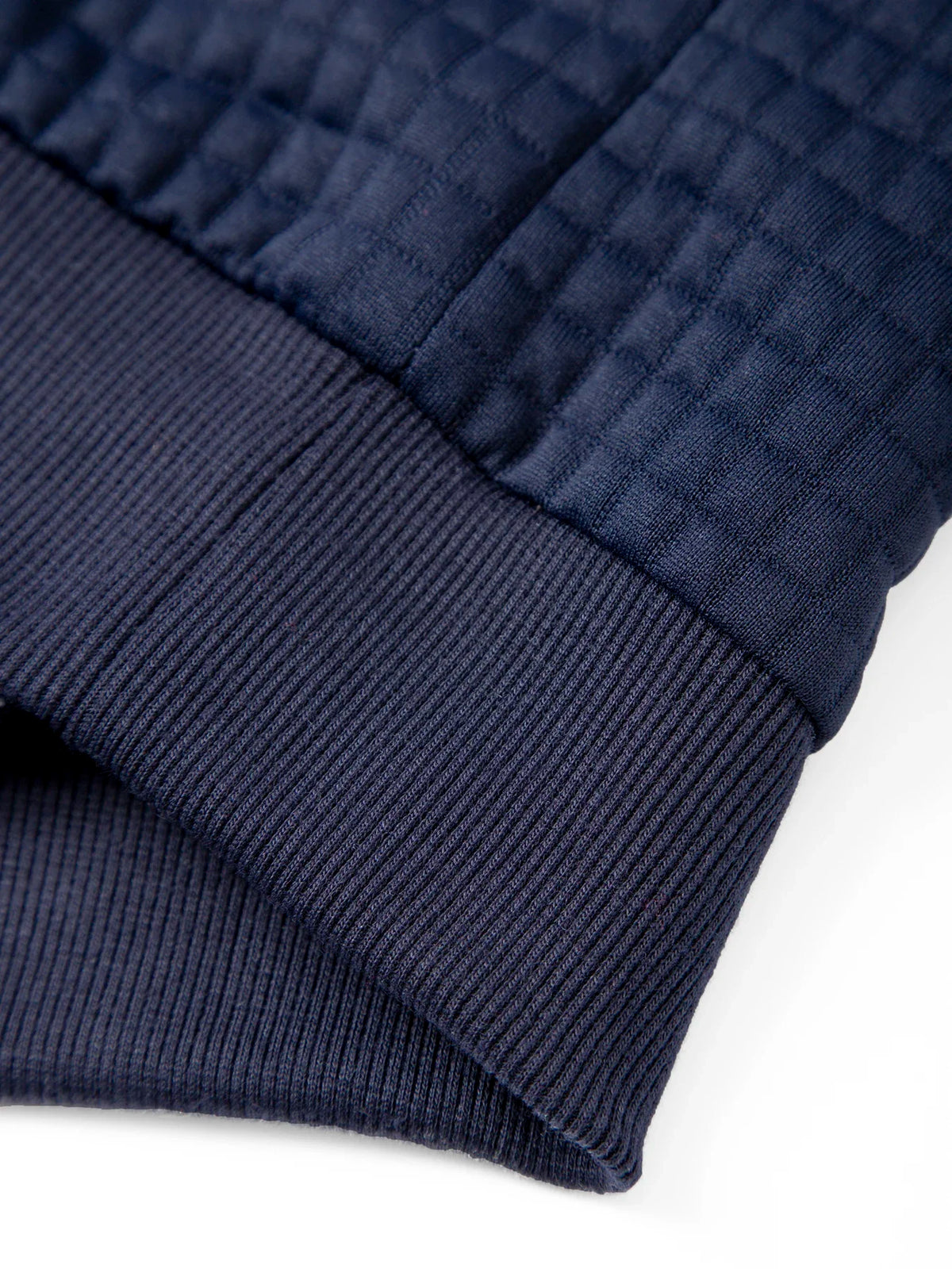 Men's waffle knit pullover hoodie, close-up of ribbed cuff